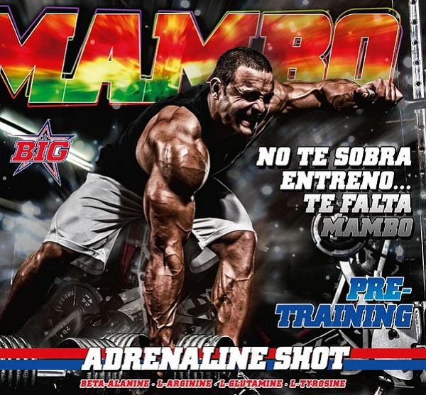 mambo adrenaline shot pre workout con caffeina, arginina e beta lanina, ottimo per migliorare la prestazione intensa